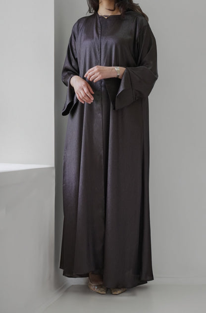 Luxe Malikah Satin Silk  Abaya - Brown